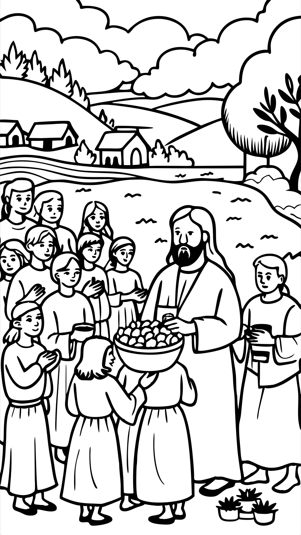 jesus feeding 5000 coloring page